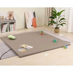 New 50"x50" Leather Baby Play Mat, 2" Memory Foam Tummy Time